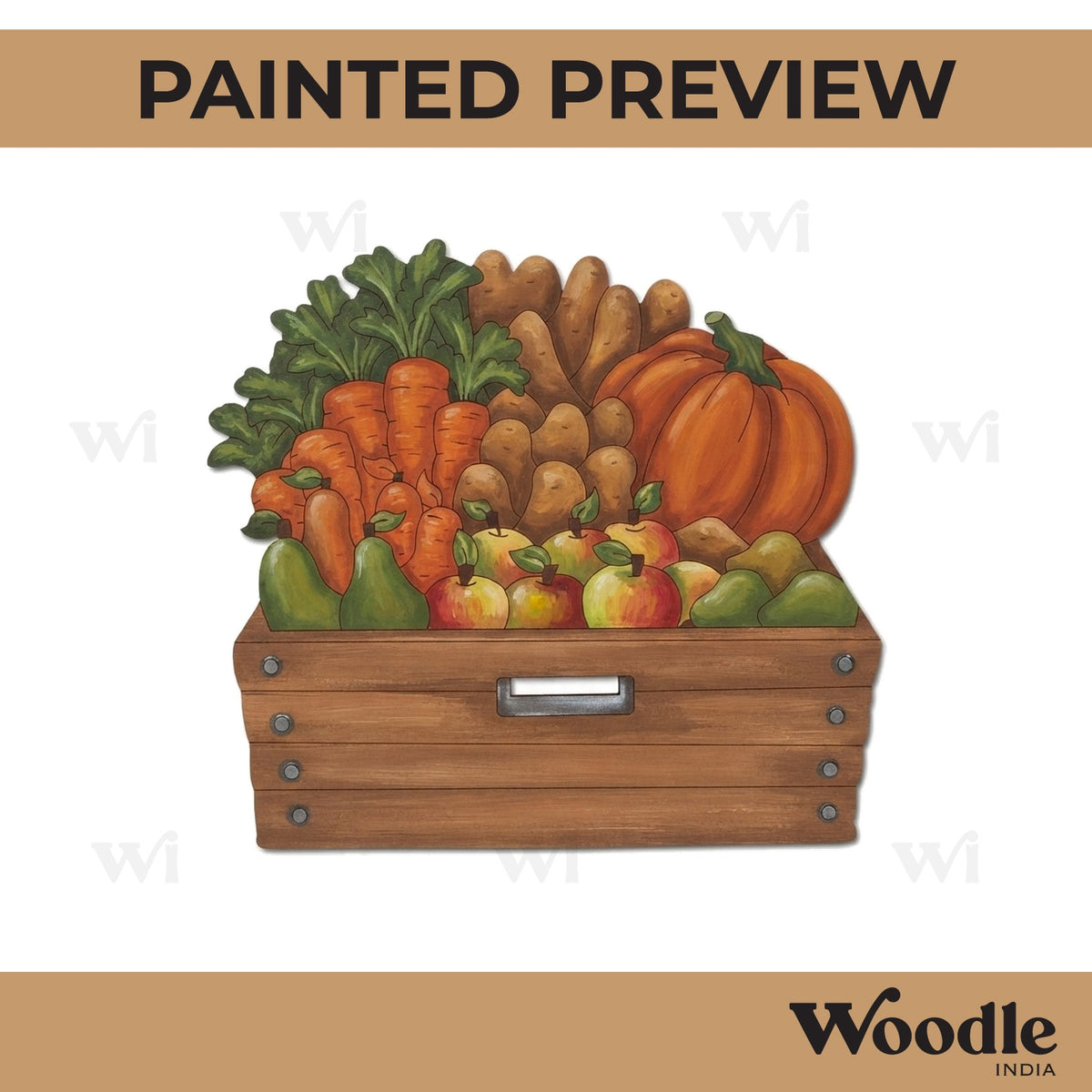 Fruits And Vegetables In Wooden Box Pre Marked MDF Design 1