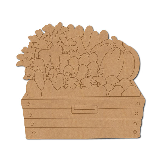 Fruits And Vegetables In Wooden Box Pre Marked MDF Design 1
