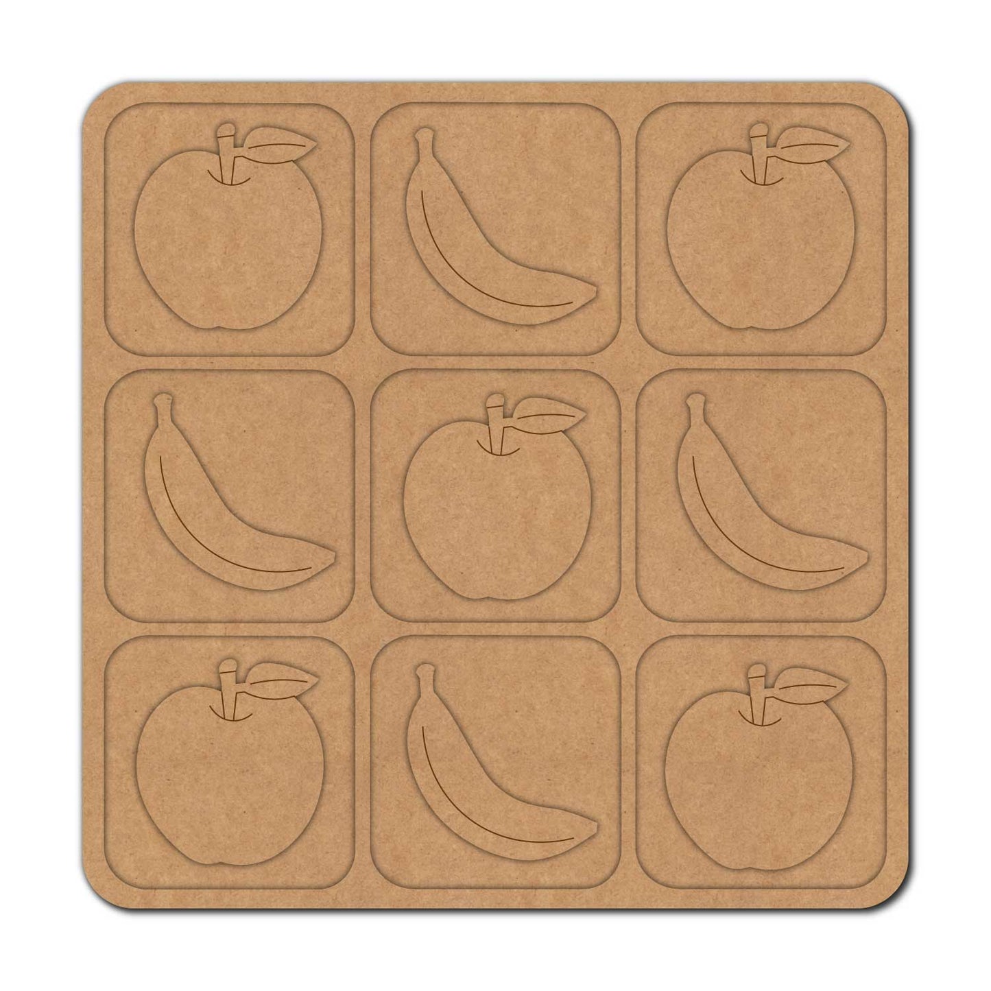 Fruits Tic Tac Toe Pre Marked MDF Design 1