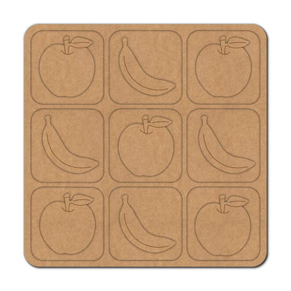 Fruits Tic Tac Toe Pre Marked MDF Design 1
