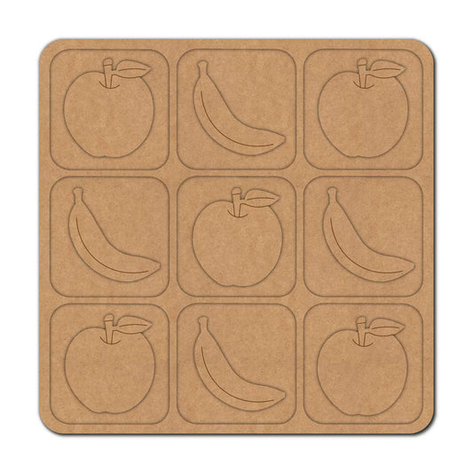 Fruits Tic Tac Toe Pre Marked MDF Design 1