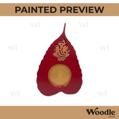 Ganesha Leaf Diya Tealight Holder MDF Design 1