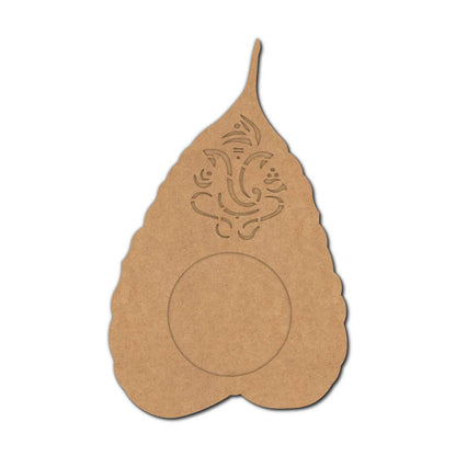 Ganesha Leaf Diya Tealight Holder MDF Design 1