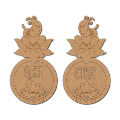 Ganesha Lotus Shubh Labh Pre Marked Base MDF Design 1