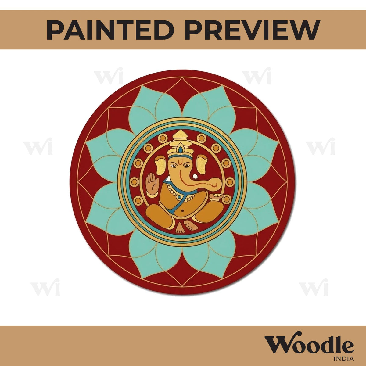 Ganesha Mandala Pre Marked Round MDF Design 1