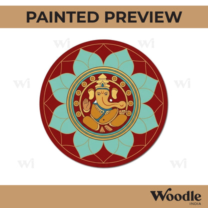 Ganesha Mandala Pre Marked Round MDF Design 1