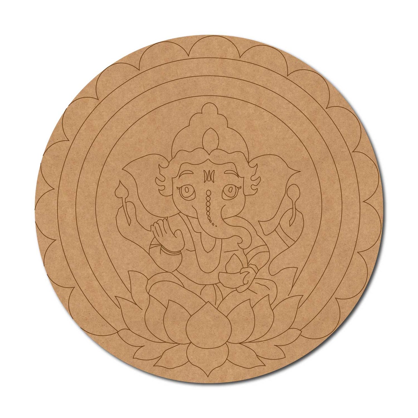 Ganesha Mandala Pre Marked Round MDF Design 2