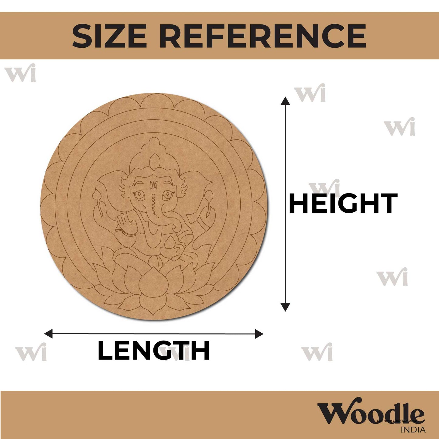 Ganesha Mandala Pre Marked Round MDF Design 2