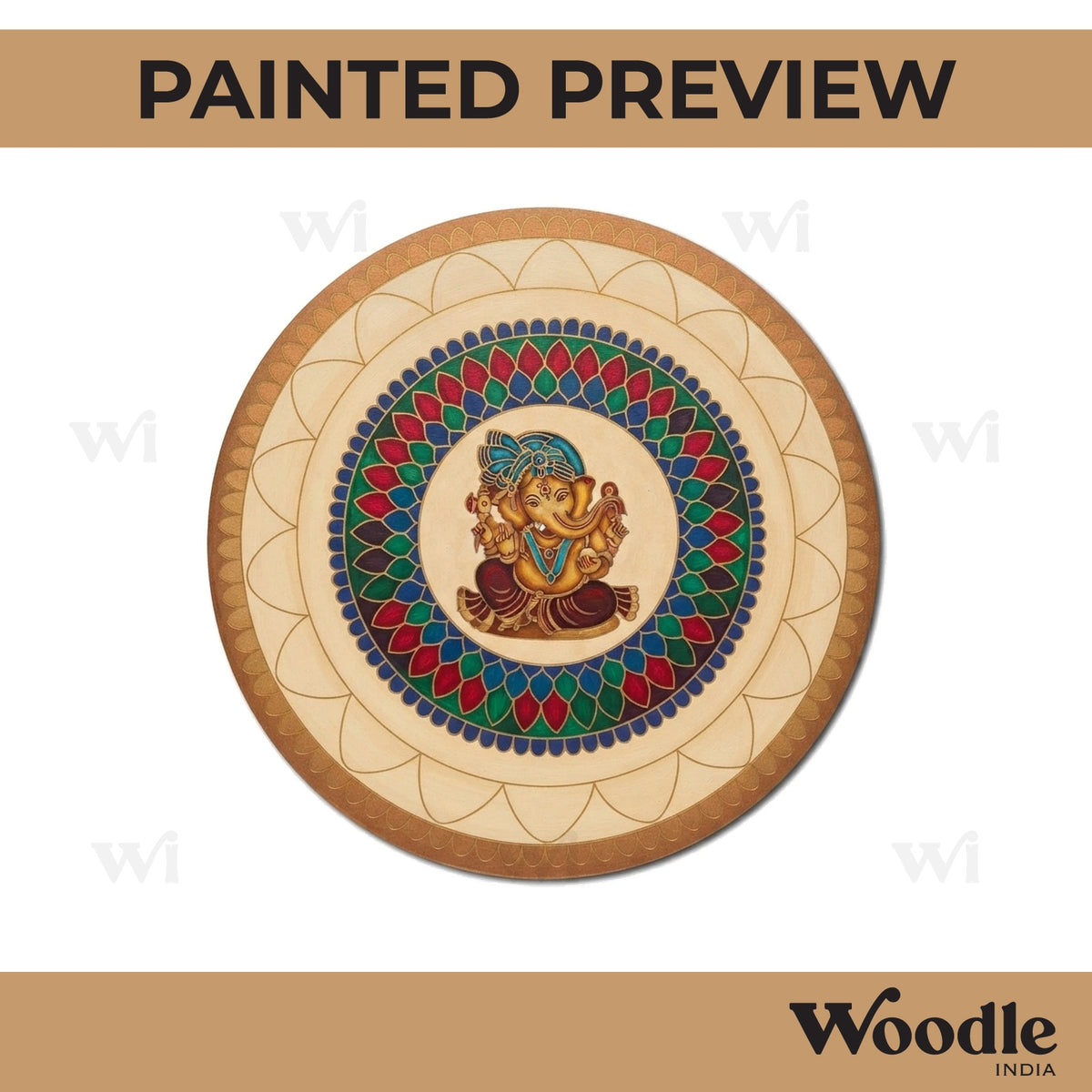 Ganesha Mandala Pre Marked Round MDF Design 3