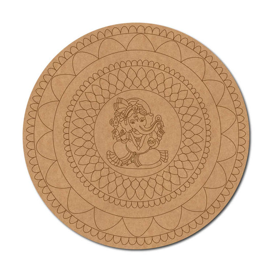 Ganesha Mandala Pre Marked Round MDF Design 3