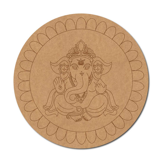Ganesha Mandala Pre Marked Round MDF Design 4