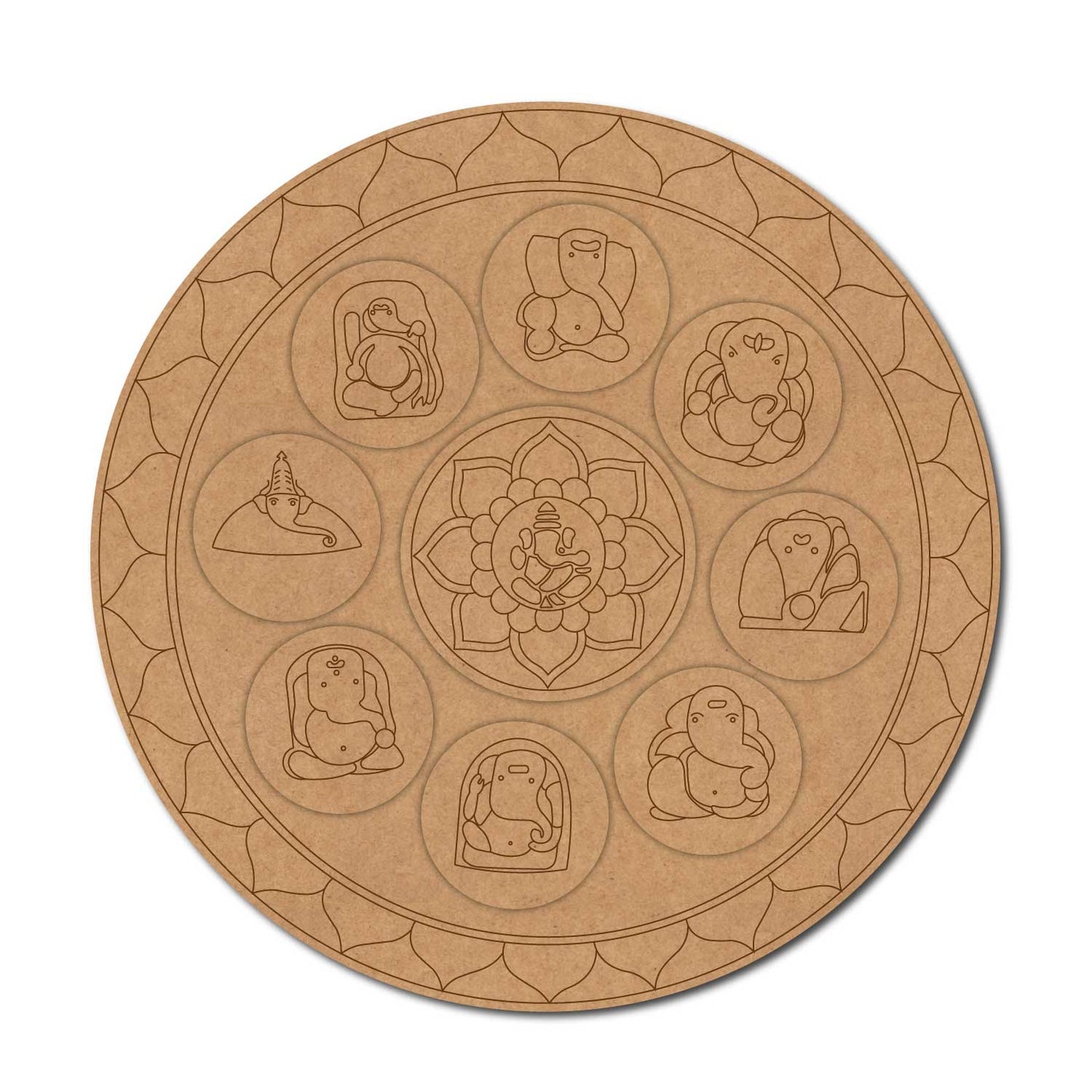 Ganesha Mandala Two Layered Pre Marked Base MDF Design 1