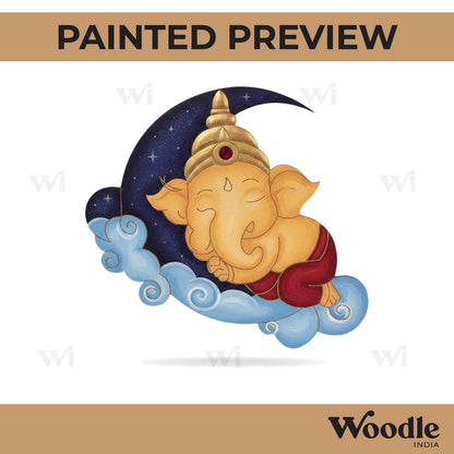 Ganesha On Moon Pre Marked MDF Design 1