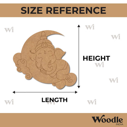 Ganesha On Moon Pre Marked MDF Design 1