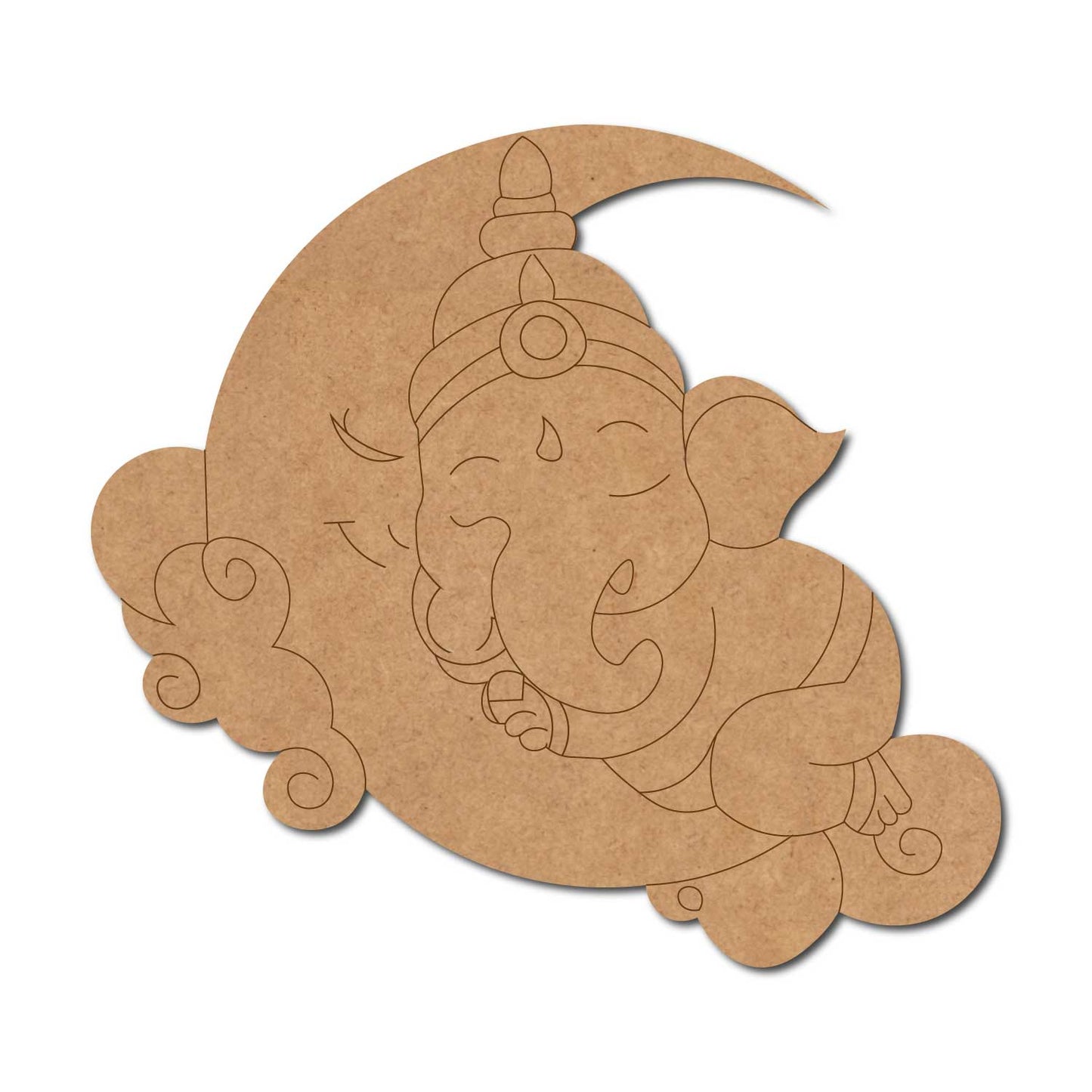 Ganesha On Moon Pre Marked MDF Design 1