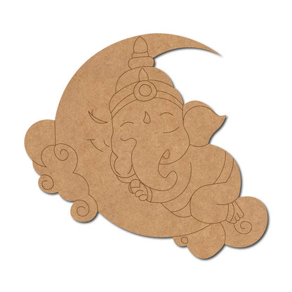 Ganesha On Moon Pre Marked MDF Design 1