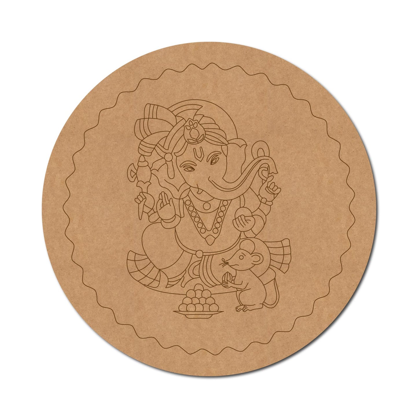 Ganesha Pre Marked Round MDF Design 1