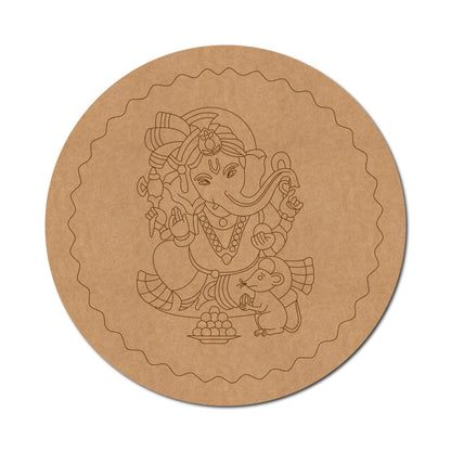 Ganesha Pre Marked Round MDF Design 1