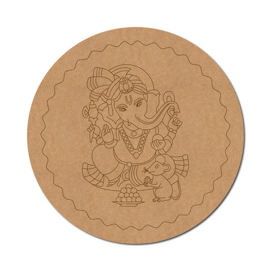 Ganesha Pre Marked Round MDF Design 1