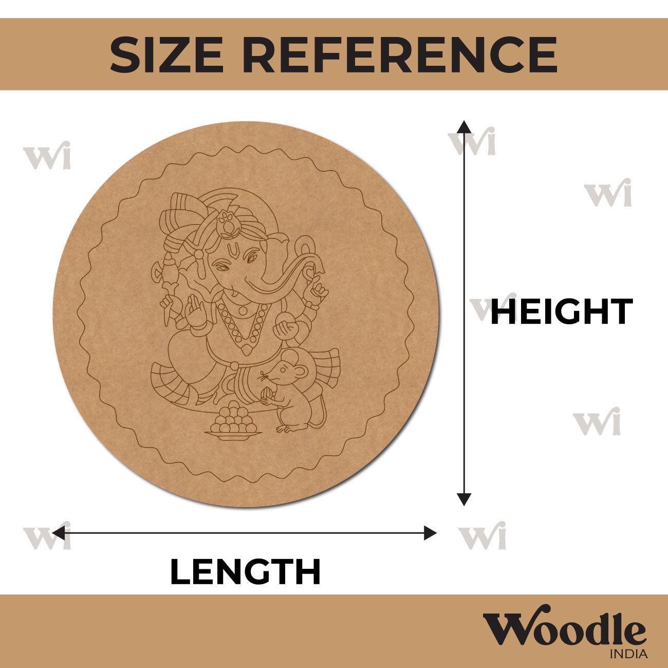 Ganesha Pre Marked Round MDF Design 1