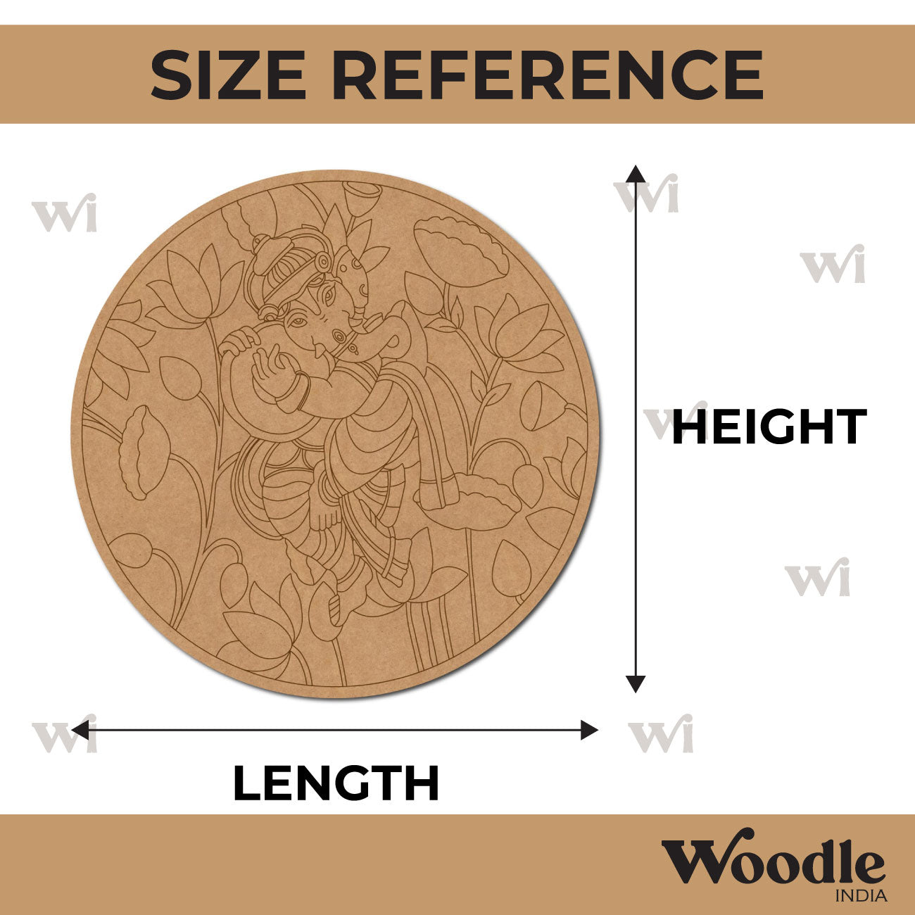 Ganesha Pre Marked Round MDF Design 3