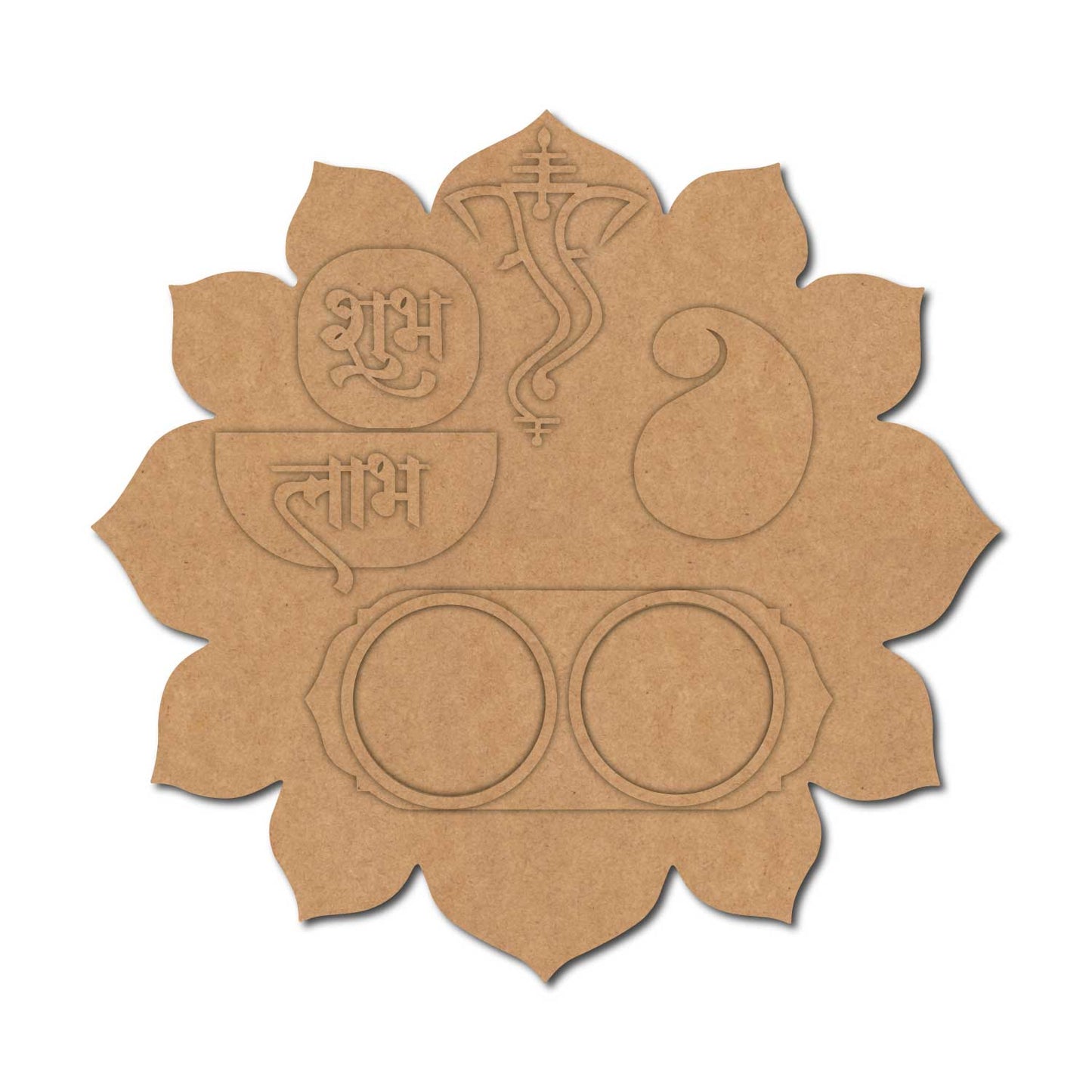 Ganesha Shubh Labh Multiple Diya Tealight Holder MDF Design 1
