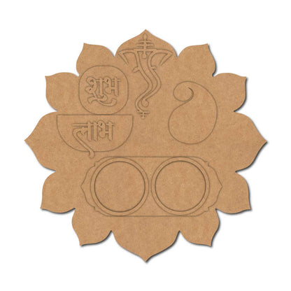 Ganesha Shubh Labh Multiple Diya Tealight Holder MDF Design 1