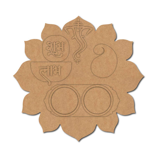 Ganesha Shubh Labh Multiple Diya Tealight Holder MDF Design 1