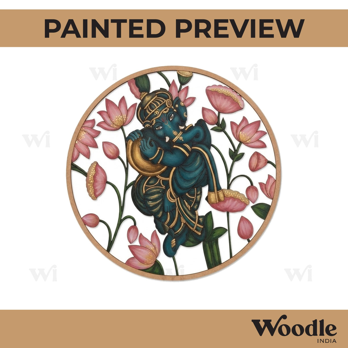 Ganesha Pre Marked Round MDF Design 3