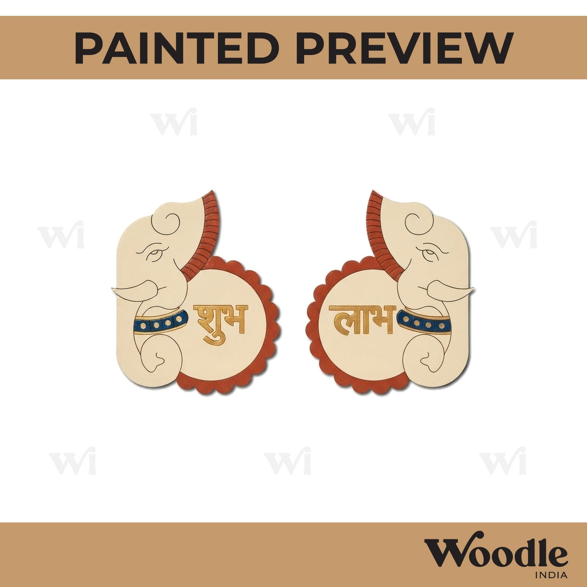 Ganesha Shubh Labh Pre Marked Base MDF Design 2