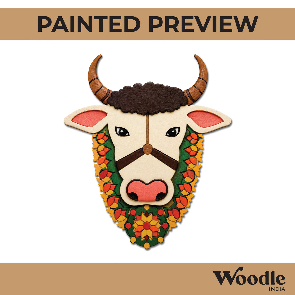 Gau Mata Cow Pre Marked MDF Design 1