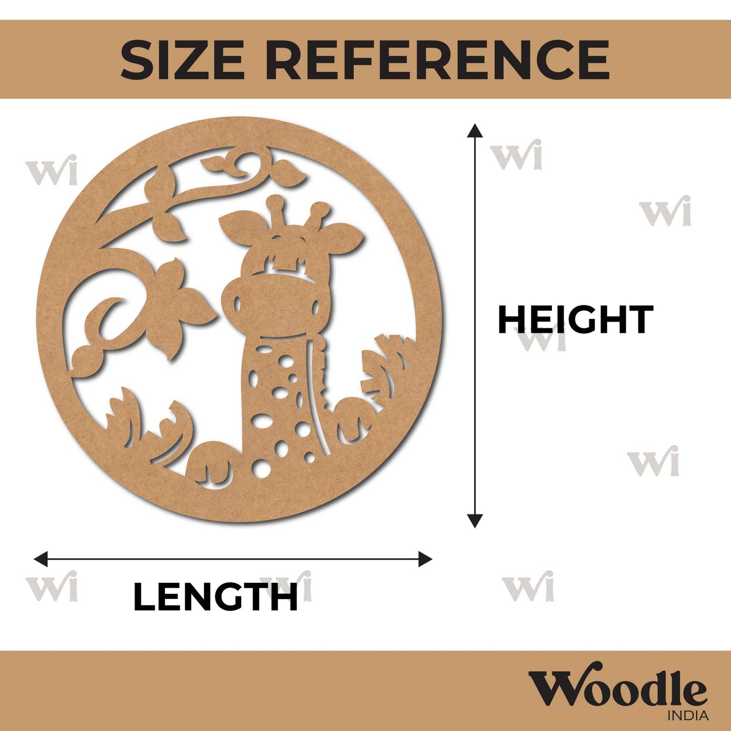 Giraffe Round Cutout MDF Design 1