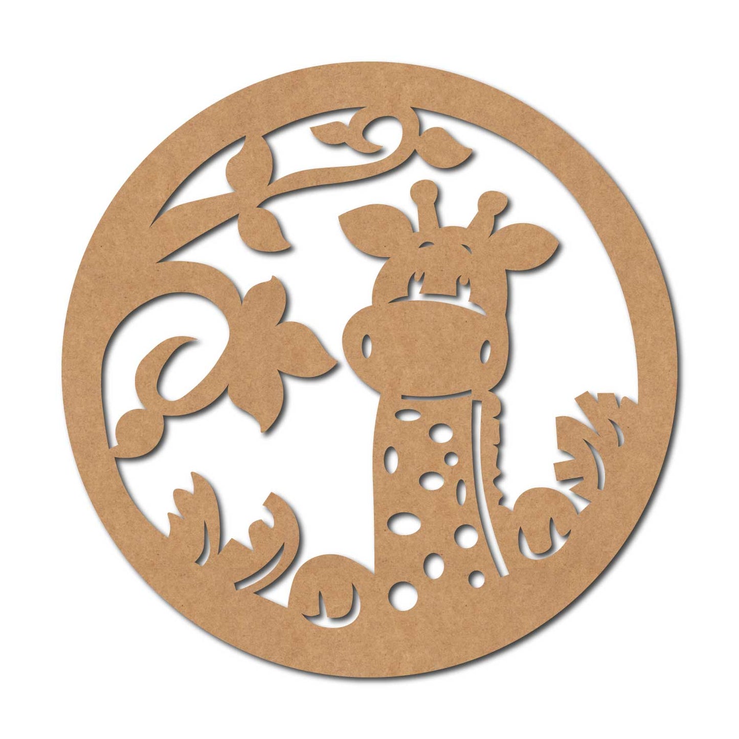 Giraffe Round Cutout MDF Design 1