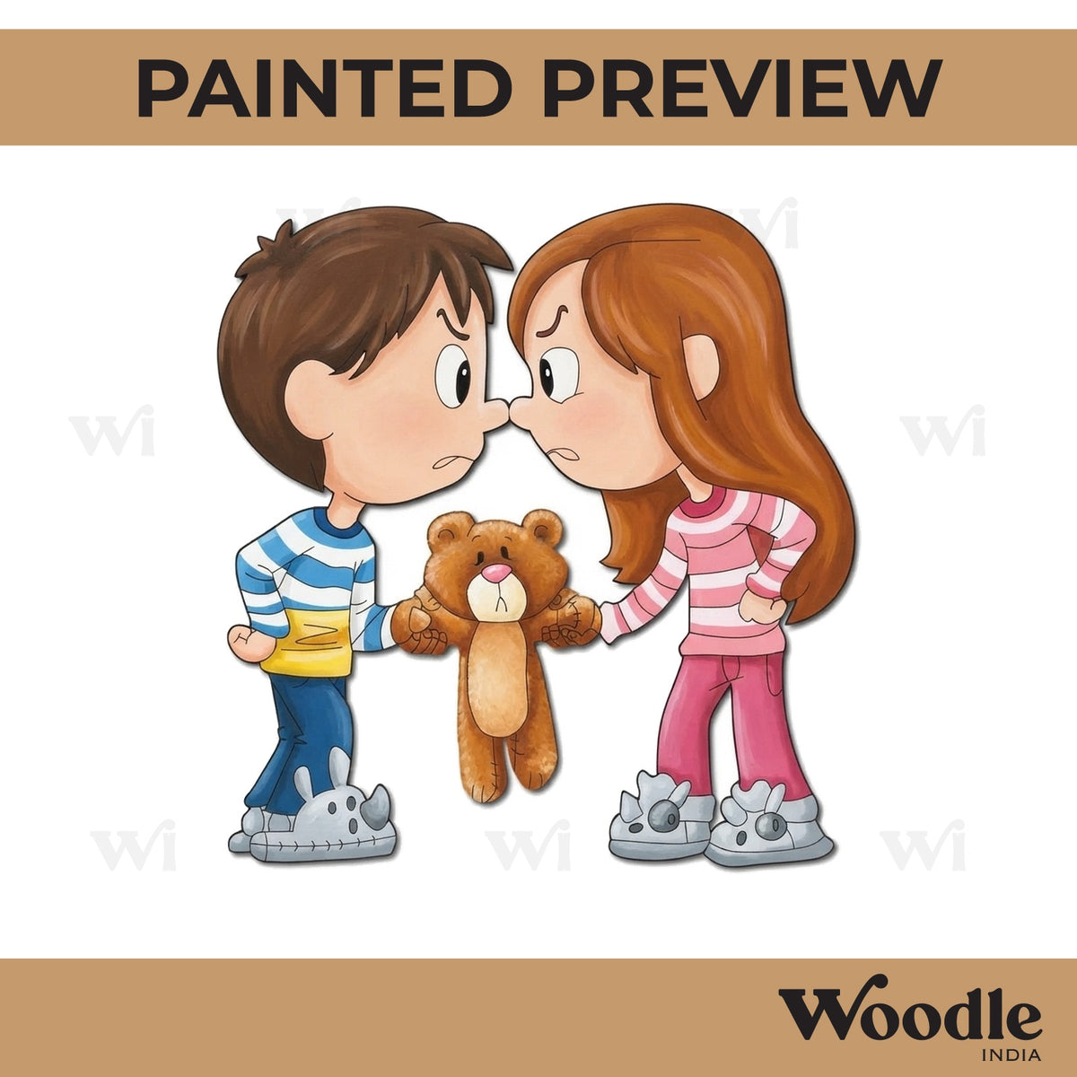 Girl And Boy Fighting Pre Marked MDF Design 1