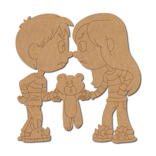 Girl And Boy Fighting Pre Marked MDF Design 1