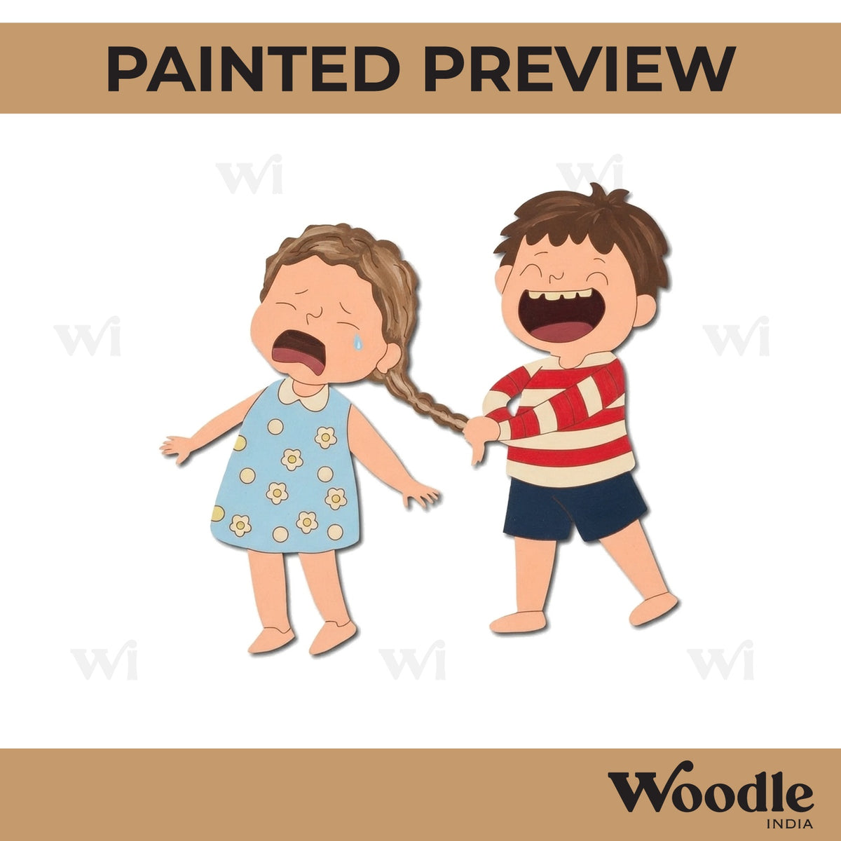 Girl And Boy Fighting Pre Marked MDF Design 4