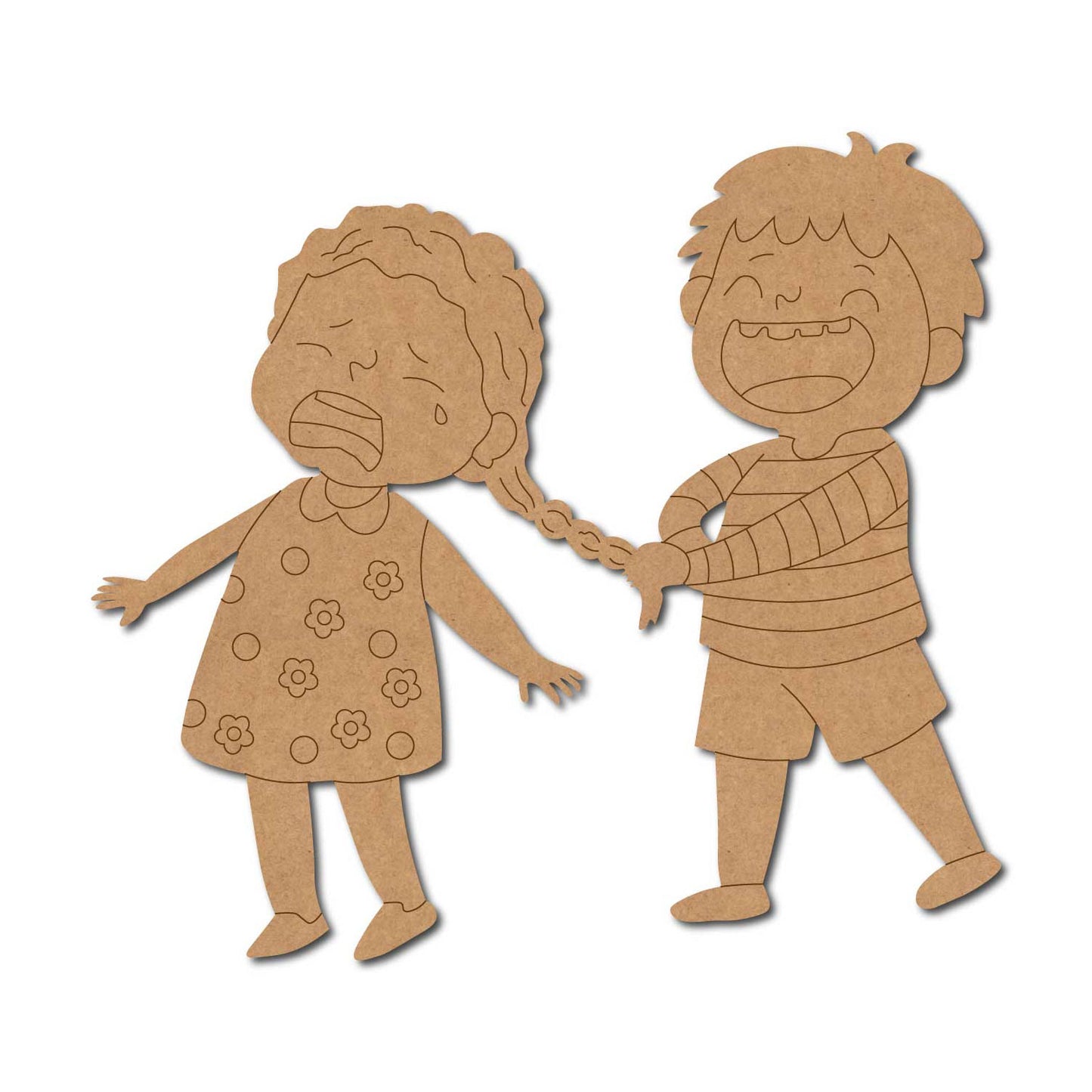 Girl And Boy Fighting Pre Marked MDF Design 4