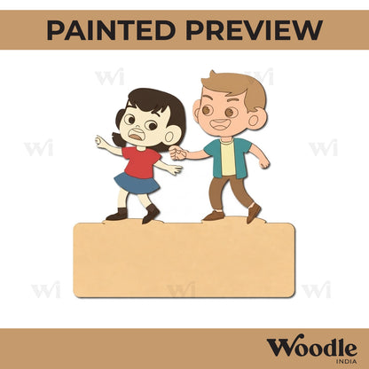 Girl And Boy Nameplate Pre Marked MDF Design 1