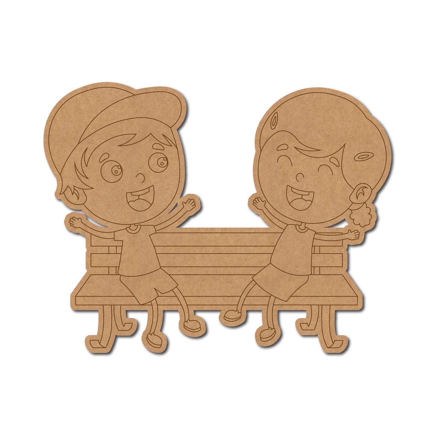 Girl And Boy On A Bench Pre Marked MDF Design 1
