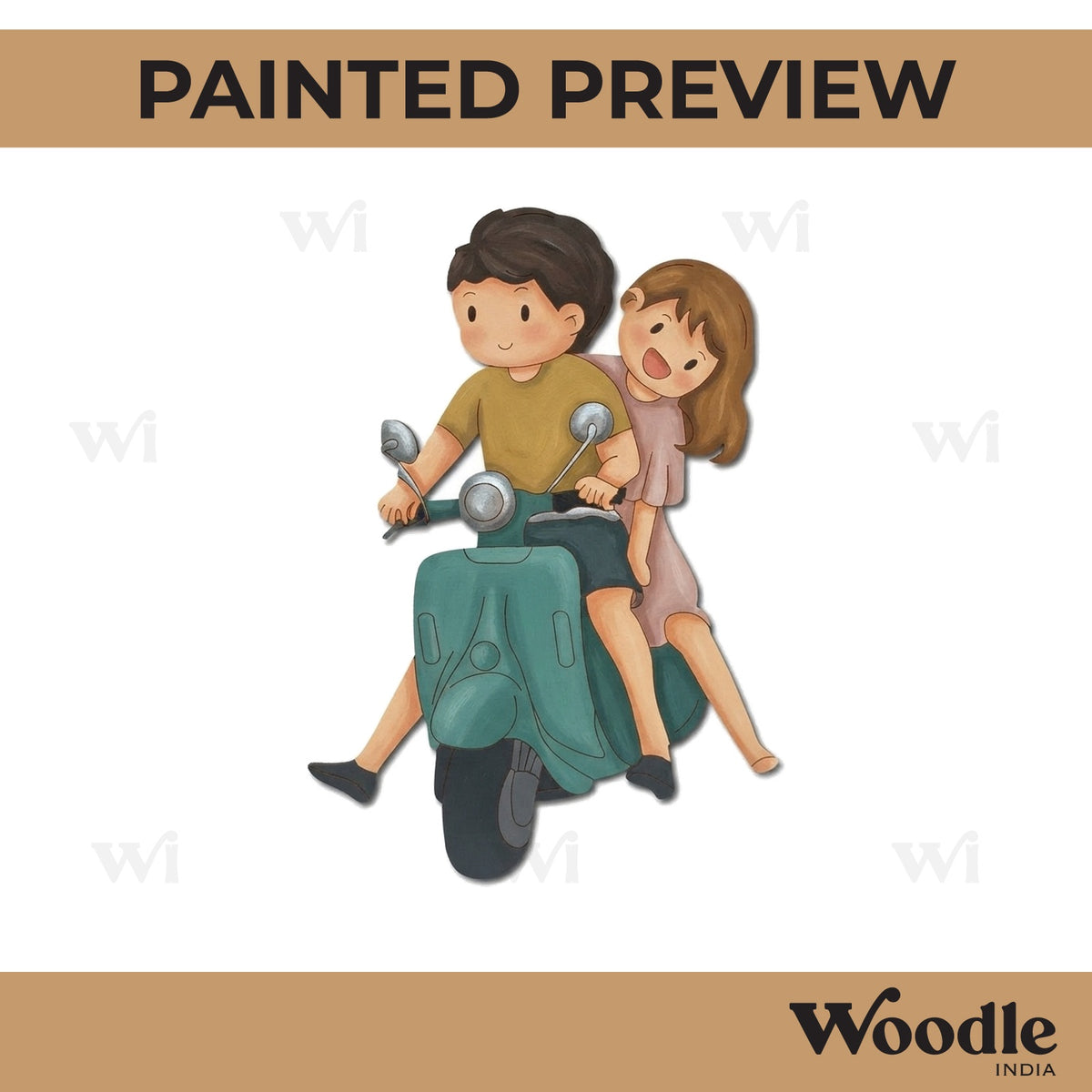 Girl And Boy On Scooter Pre Marked MDF Design 1