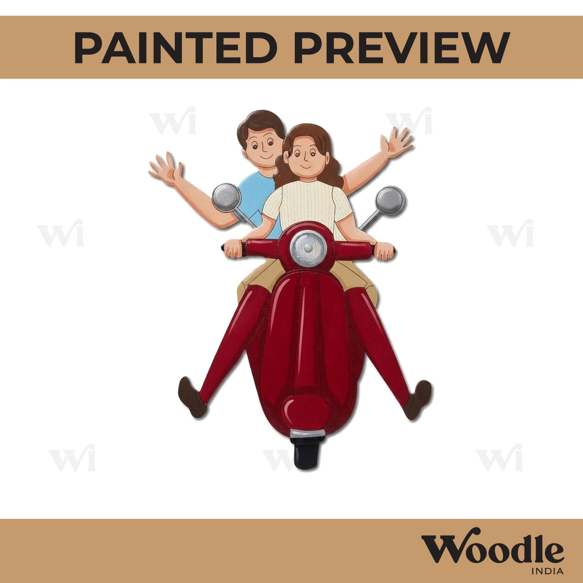 Girl And Boy On Scooter Pre Marked MDF Design 2