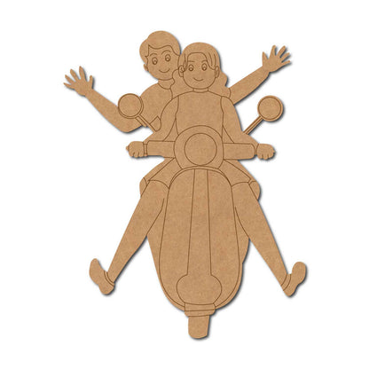 Girl And Boy On Scooter Pre Marked MDF Design 2