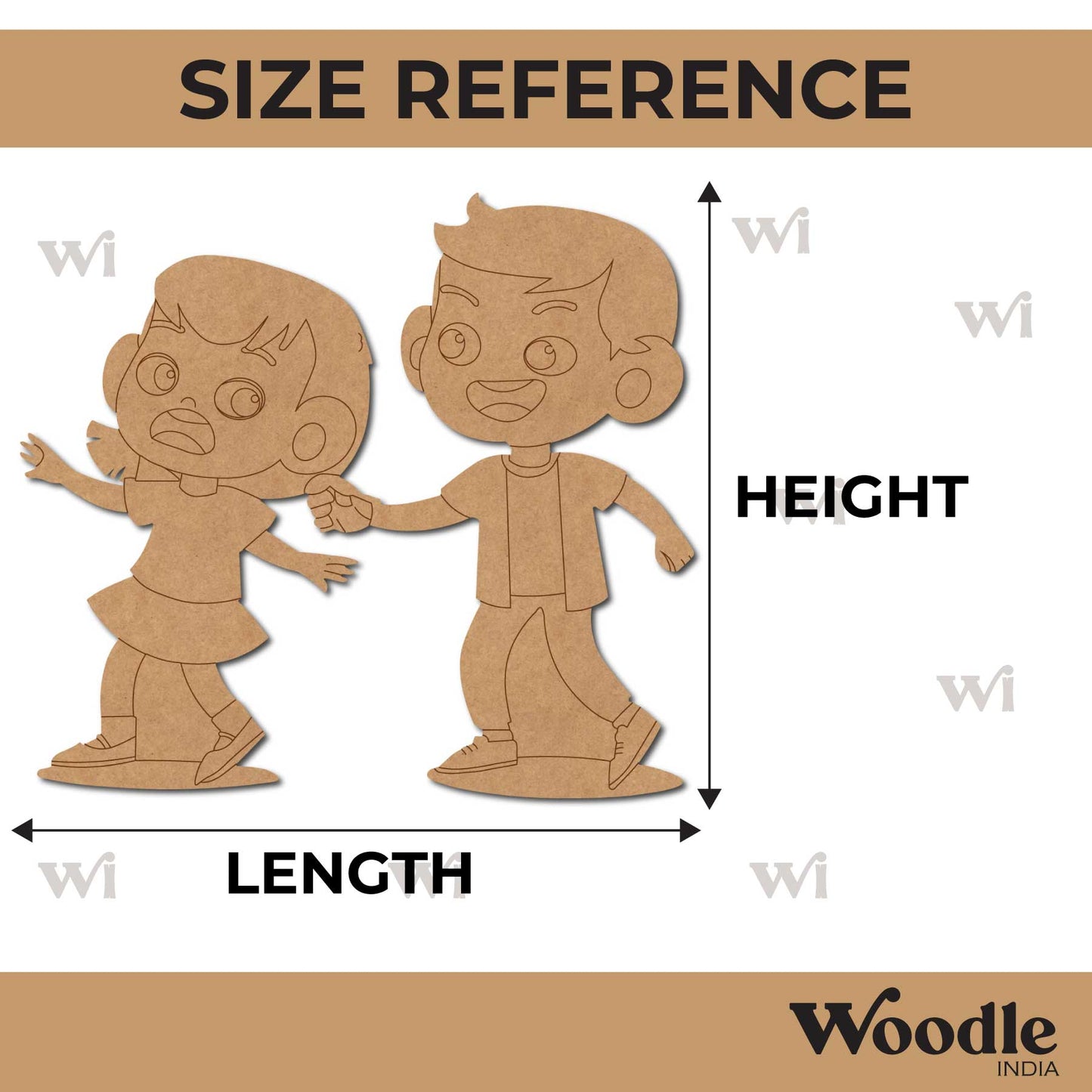 Girl And Boy Playing Pre Marked MDF Design 1