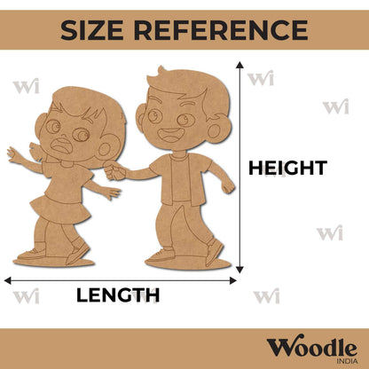 Girl And Boy Playing Pre Marked MDF Design 1