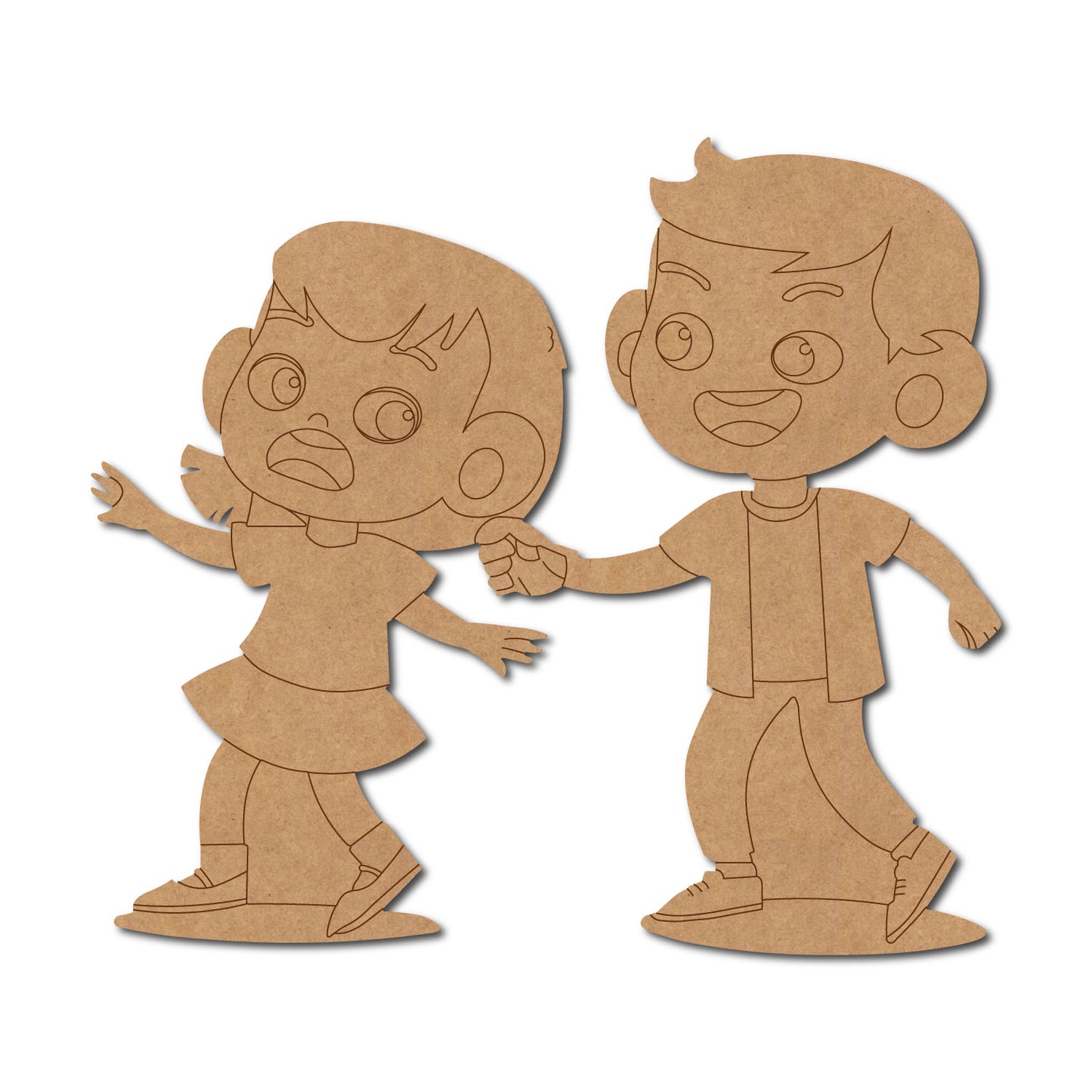 Girl And Boy Playing Pre Marked MDF Design 1