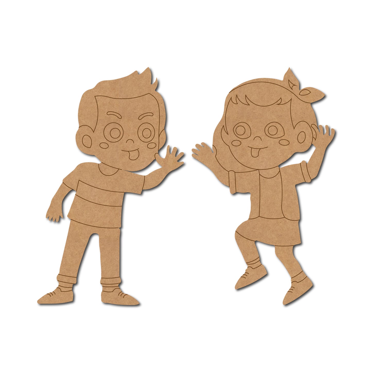 Girl And Boy Playing Pre Marked Set MDF Design 1