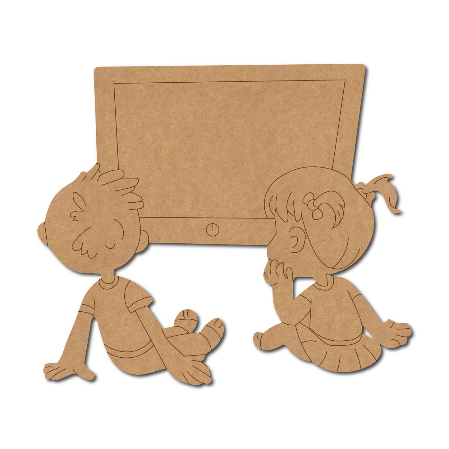 Girl And Boy Watching Television Pre Marked MDF Design 1