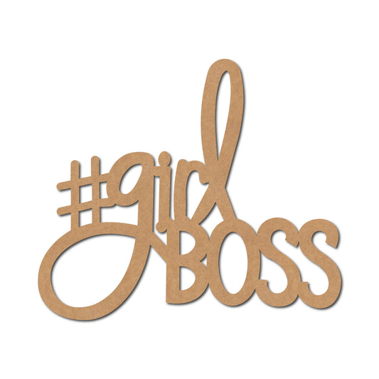 Girl Boss Text Cutout MDF Design 1