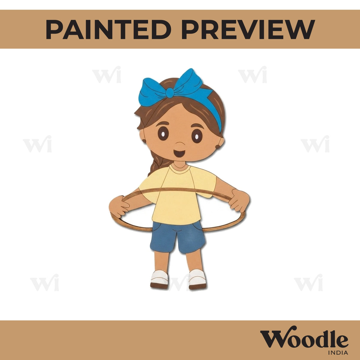 Girl Hula Hooping Pre Marked MDF Design 1