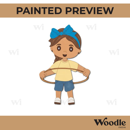 Girl Hula Hooping Pre Marked MDF Design 1